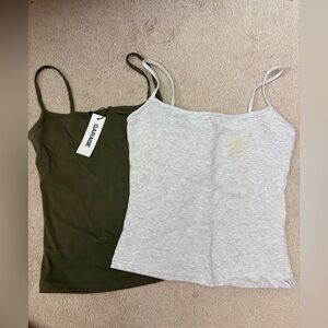 2 Garage Cami Sleek Top -Olive Green & Light Gray